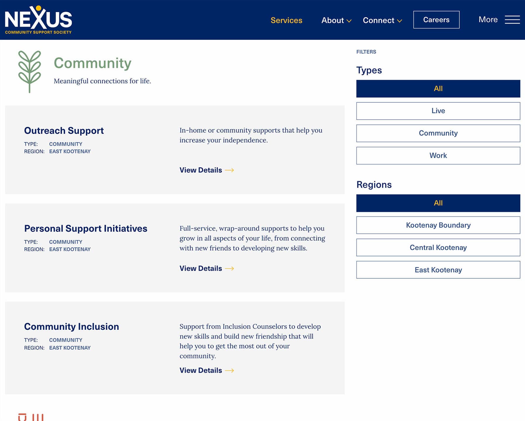 NEXUS Services Directory Website Development