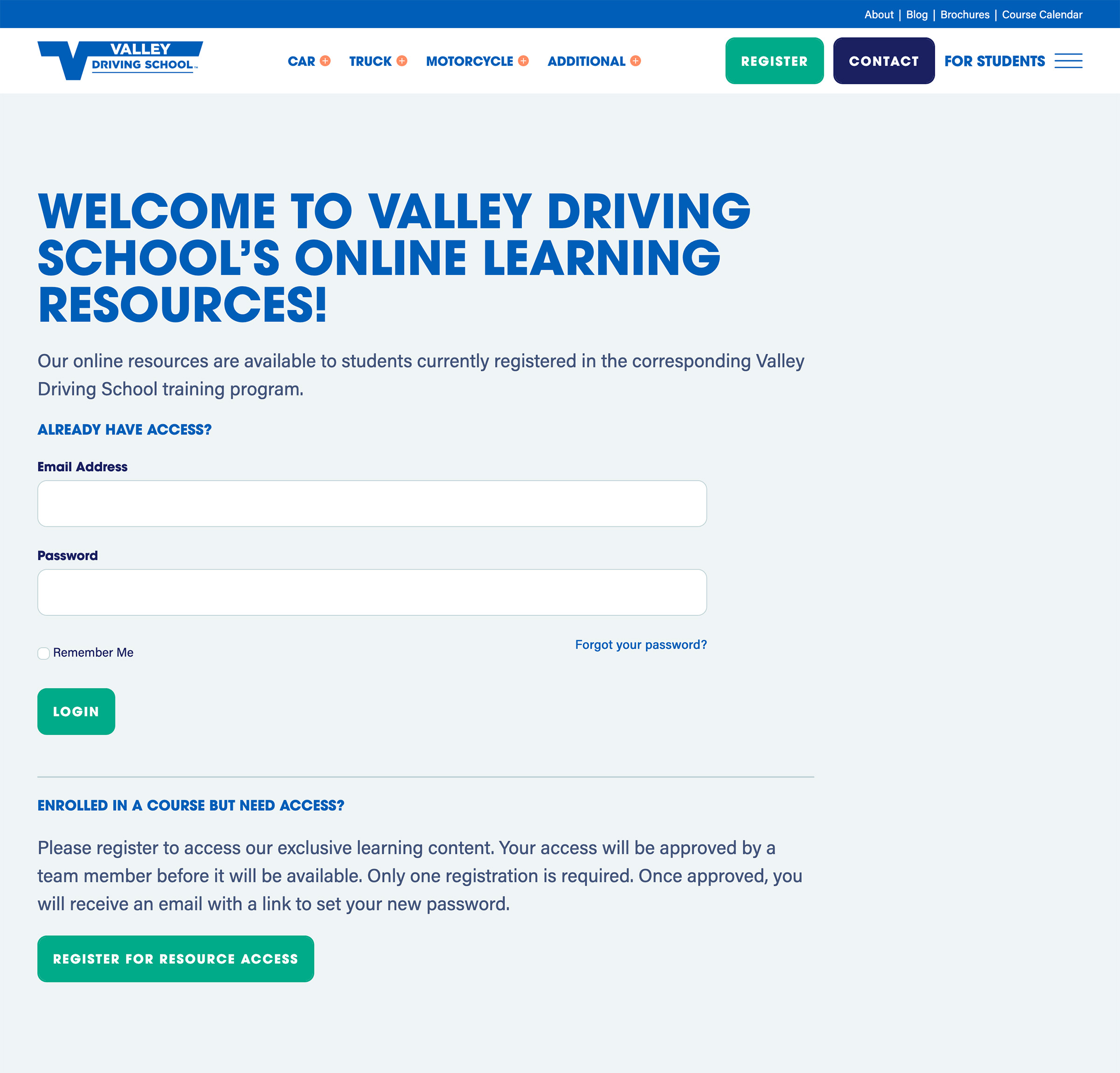 Feature Valleydriving School Student Resources Login